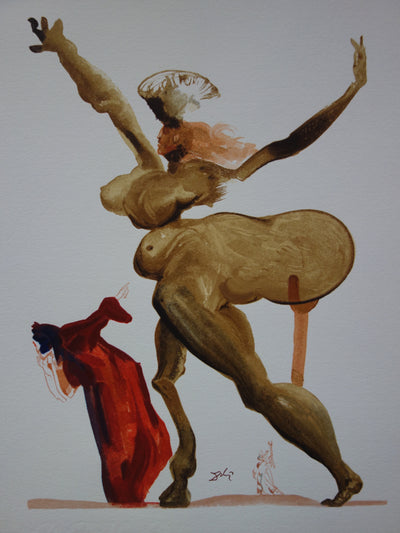 Salvador DALI : Les traitres envers leurs hôtes, Bois gravé original signé
