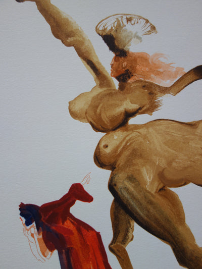Salvador DALI : Les traitres envers leurs hôtes, Bois gravé original signé