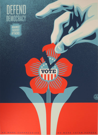 Shepard FAIREY (Obey) : Defend Democraty (large), Sérigraphie originale signée