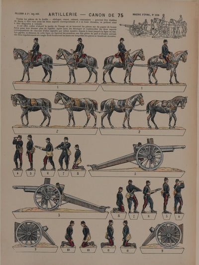 Imagerie d'Epinal : L'artillerie, Gravure originale