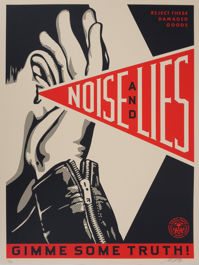 Shepard FAIREY (Obey) : Noise and Lies Red, Sérigraphie originale signée