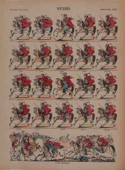 Imagerie d'Epinal : Les Spahis, Gravure originale