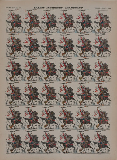 Imagerie d'Epinal : Les Spahis au galop, Gravure originale