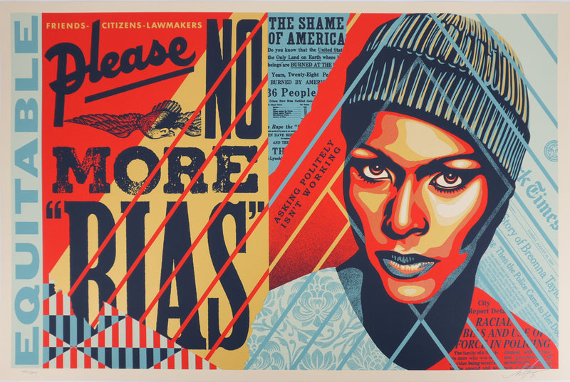 Shepard FAIREY : No More Bias, Sérigraphie originale signée