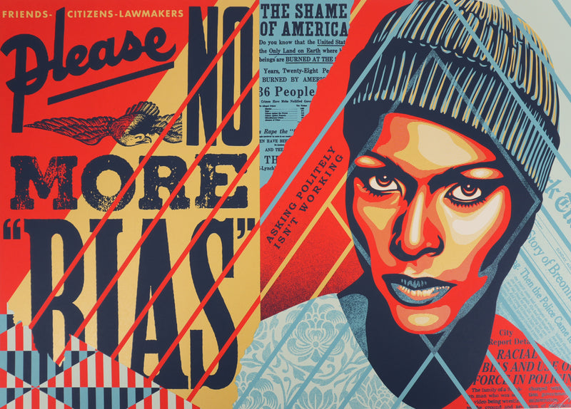 Shepard FAIREY : No More Bias, Sérigraphie originale signée