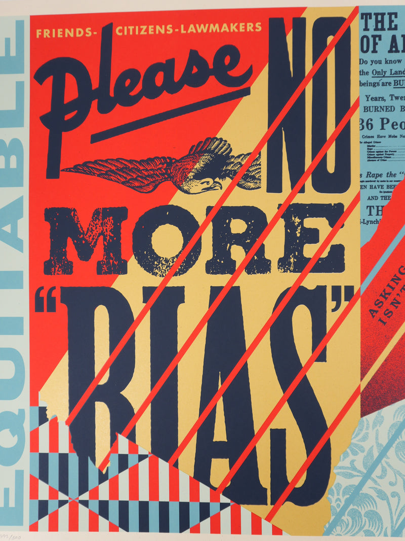 Shepard FAIREY : No More Bias, Sérigraphie originale signée