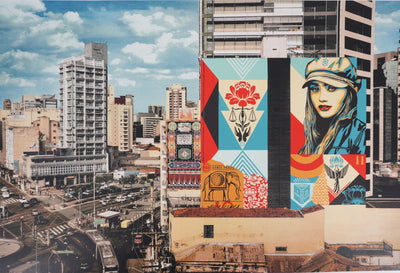 Shepard FAIREY : Carga Fragil Mural, Lithographie originale signée