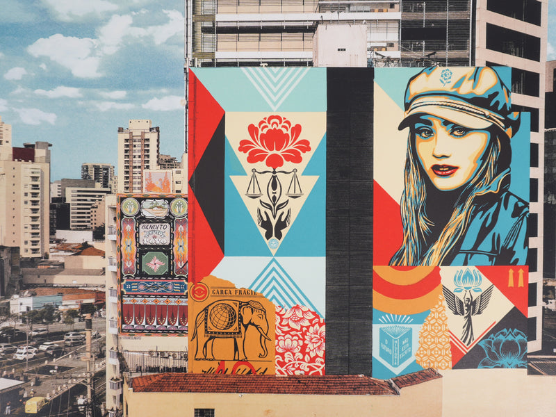 Shepard FAIREY : Carga Fragil Mural, Lithographie originale signée