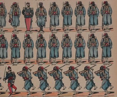 Imagerie d'Epinal : Les Turcos, Les tirailleurs, Gravure originale