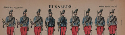 Imagerie d'Epinal : L'armée française, Les hussards, Gravure originale