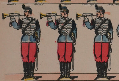 Imagerie d'Epinal : L'armée française, Les hussards, Gravure originale