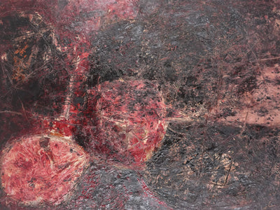 Jan MEIJER : Abstraction noire et rouge, Huile sur toile signée