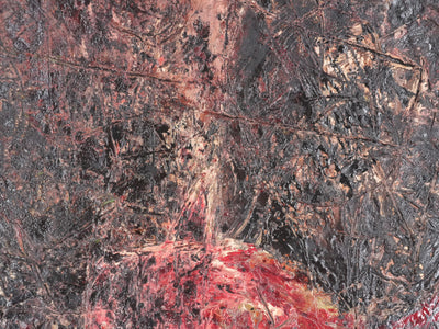 Jan MEIJER : Abstraction noire et rouge, Huile sur toile signée