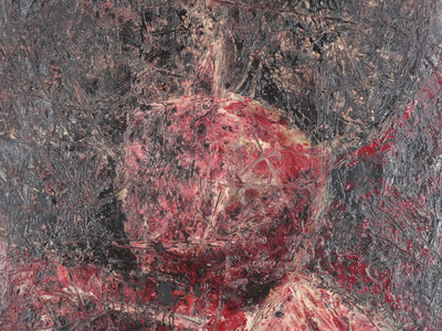 Jan MEIJER : Abstraction noire et rouge, Huile sur toile signée