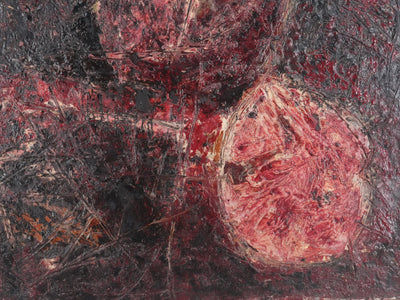 Jan MEIJER : Abstraction noire et rouge, Huile sur toile signée