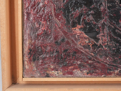 Jan MEIJER : Abstraction noire et rouge, Huile sur toile signée