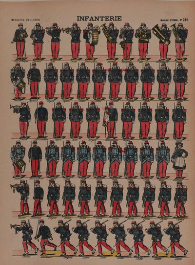 Imagerie D'Epinal : L'infanterie de l'armée française, Gravure originale