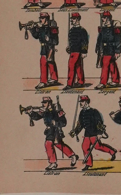 Imagerie D'Epinal : L'infanterie de l'armée française, Gravure originale