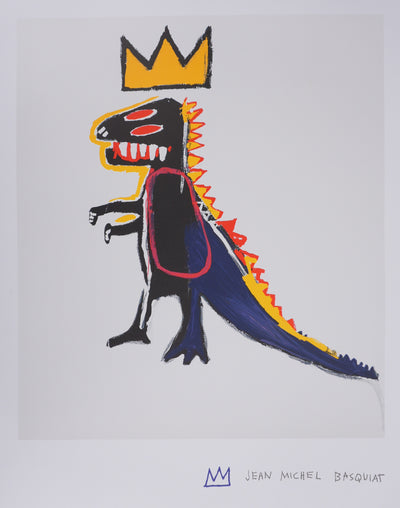 Jean-Michel BASQUIAT : Crowned T-Rex, Lithographie signée