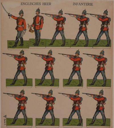 Imagerie D'Epinal : L'infanterie de l'armée anglaise, Gravure originale