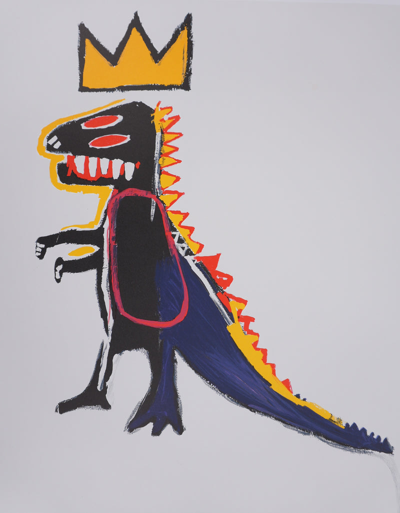 Jean-Michel BASQUIAT : Crowned T-Rex, Lithographie signée