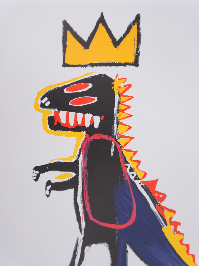 Jean-Michel BASQUIAT : Crowned T-Rex, Lithographie signée