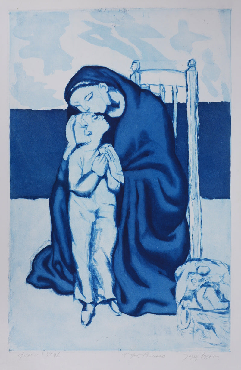 Pablo PICASSO : Maternité (bleue), Gravure signée