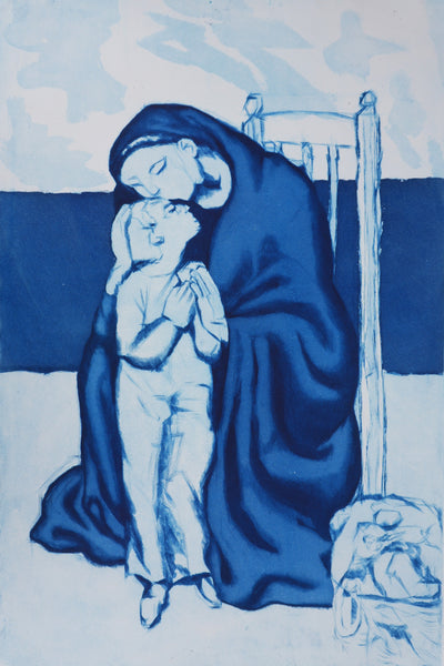 Pablo PICASSO : Maternité (bleue), Gravure signée