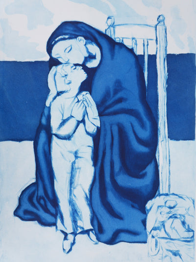 Pablo PICASSO : Maternité (bleue), Gravure signée