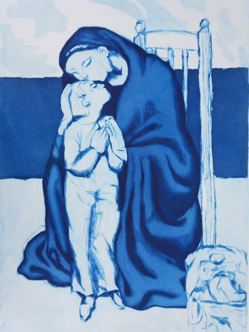 Pablo PICASSO : Maternité (bleue), Gravure signée