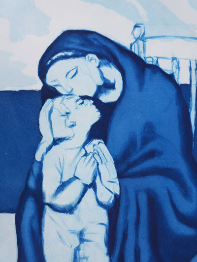 Pablo PICASSO : Maternité (bleue), Gravure signée