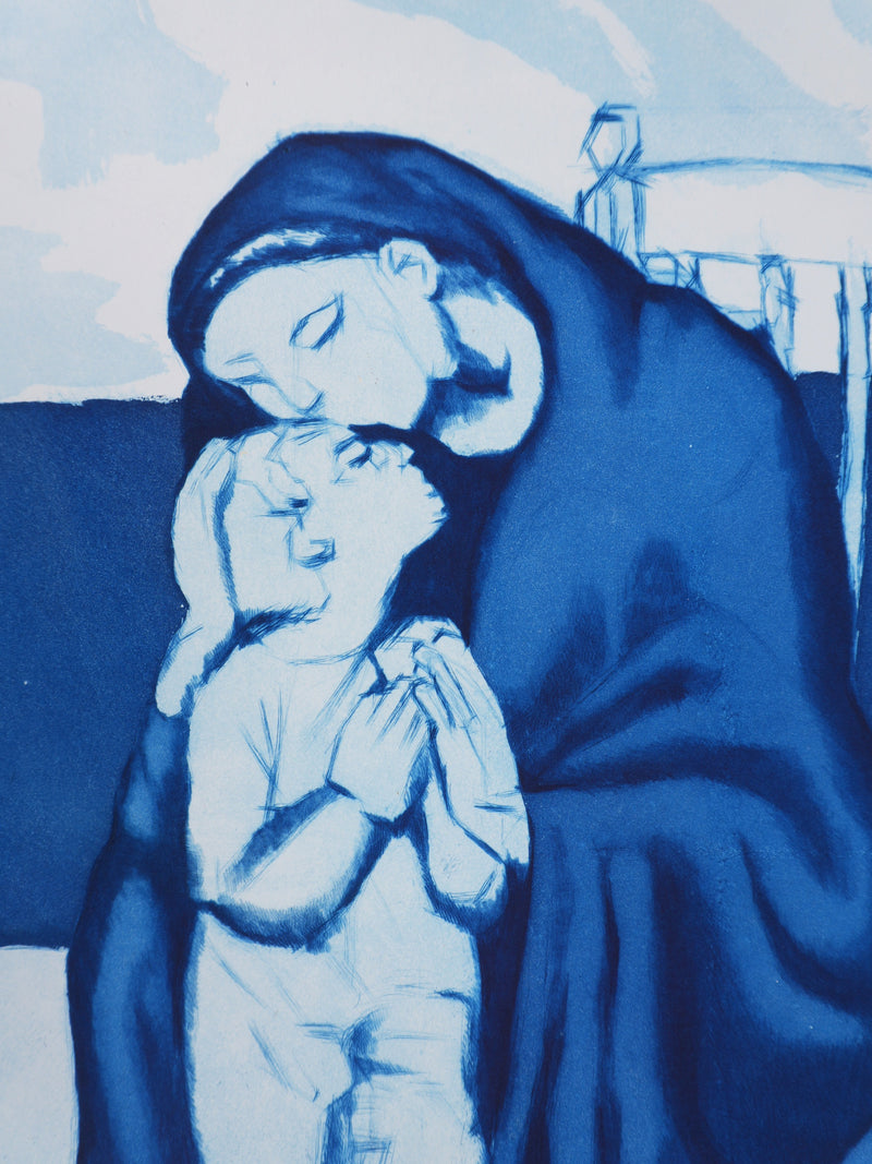 Pablo PICASSO : Maternité (bleue), Gravure signée