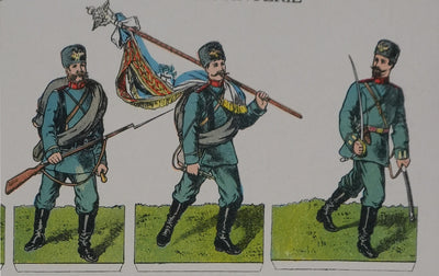 Imagerie D'Epinal : L'infanterie de l'armée russe, Gravure originale