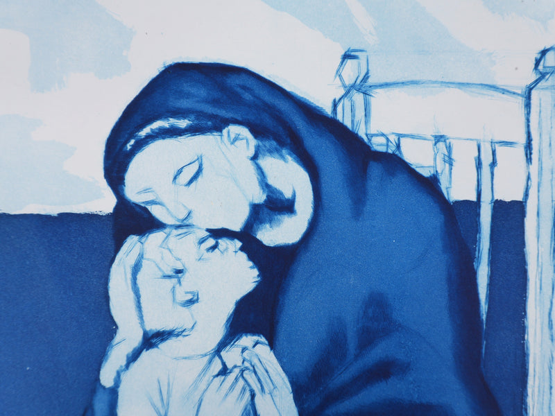 Pablo PICASSO : Maternité (bleue), Gravure signée