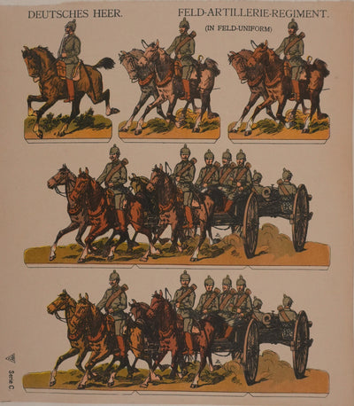Imagerie D'Epinal : Le régiment d'artillerie allemand, Gravure originale