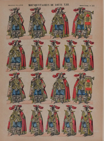 Imagerie D'Epinal : Les mousquetaires, Gravure originale