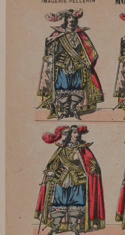 Imagerie D'Epinal : Les mousquetaires, Gravure originale