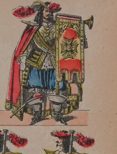 Imagerie D'Epinal : Les mousquetaires, Gravure originale