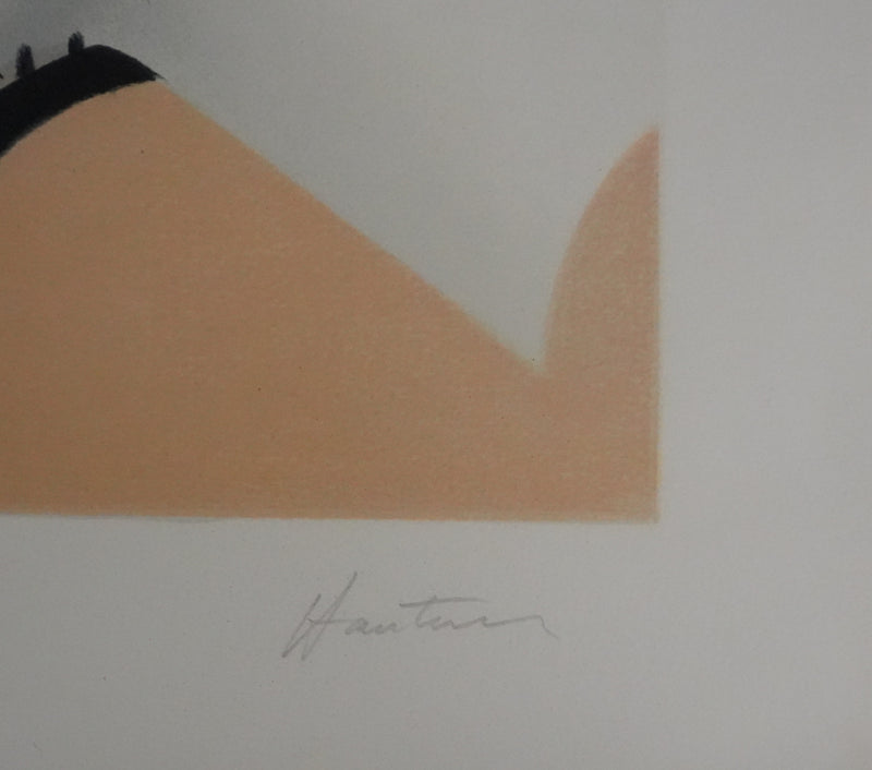 Arnaud D’HAUTERIVES : La sieste en robe blanche, Lithographie originale signée