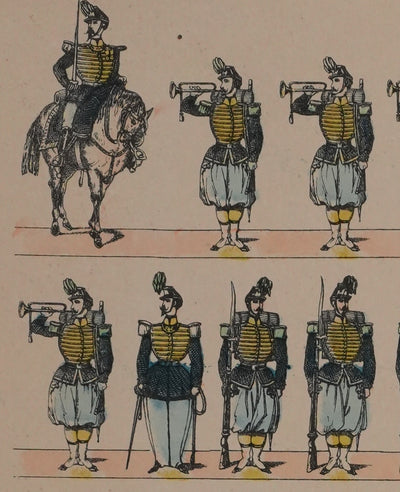 Imagerie D'Epinal : Les chasseurs, Gravure originale