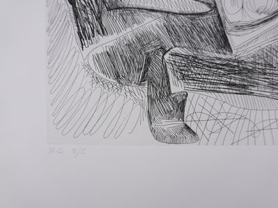 Pablo PICASSO : Les 156, Peintre à lavallière dessinant son modèle, Gravure originale signée