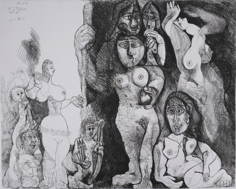 Pablo PICASSO : Les 156, Spectacle, L’amour s’aventurant chez les femmes, Gravure originale signée