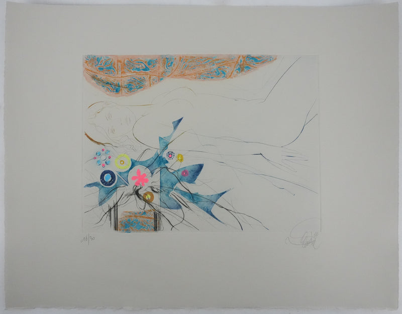 Jean-Baptiste VALADIE : Fleur d’Utopie sur fond gris, Gravure originale signée