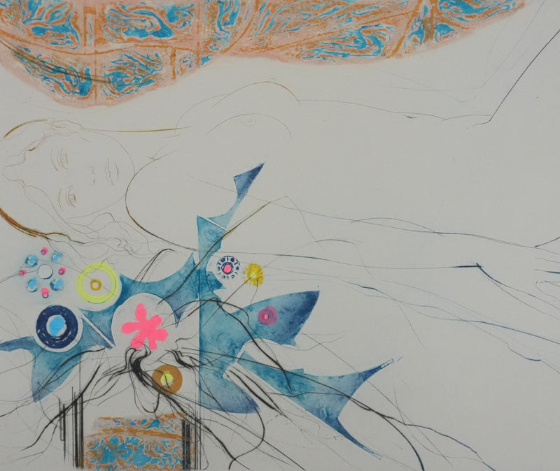 Jean-Baptiste VALADIE : Fleur d’Utopie sur fond gris, Gravure originale signée