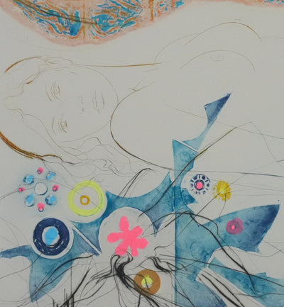 Jean-Baptiste VALADIE : Fleur d’Utopie sur fond gris, Gravure originale signée