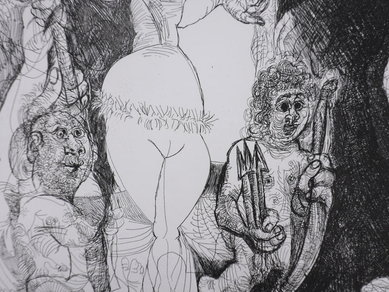 Pablo PICASSO : Les 156, Spectacle, L’amour s’aventurant chez les femmes, Gravure originale signée