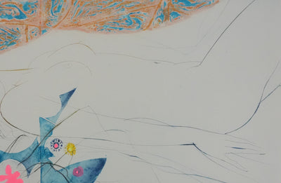 Jean-Baptiste VALADIE : Fleur d’Utopie sur fond gris, Gravure originale signée