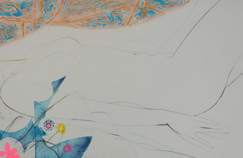 Jean-Baptiste VALADIE : Fleur d’Utopie sur fond gris, Gravure originale signée