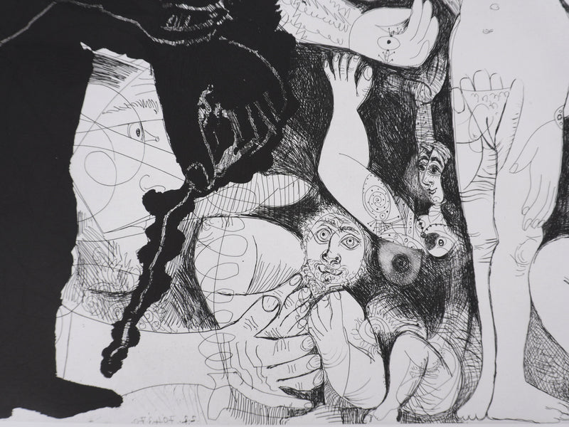 Pablo PICASSO : Les 156, Spectacle pour un couple, Gravure originale signée