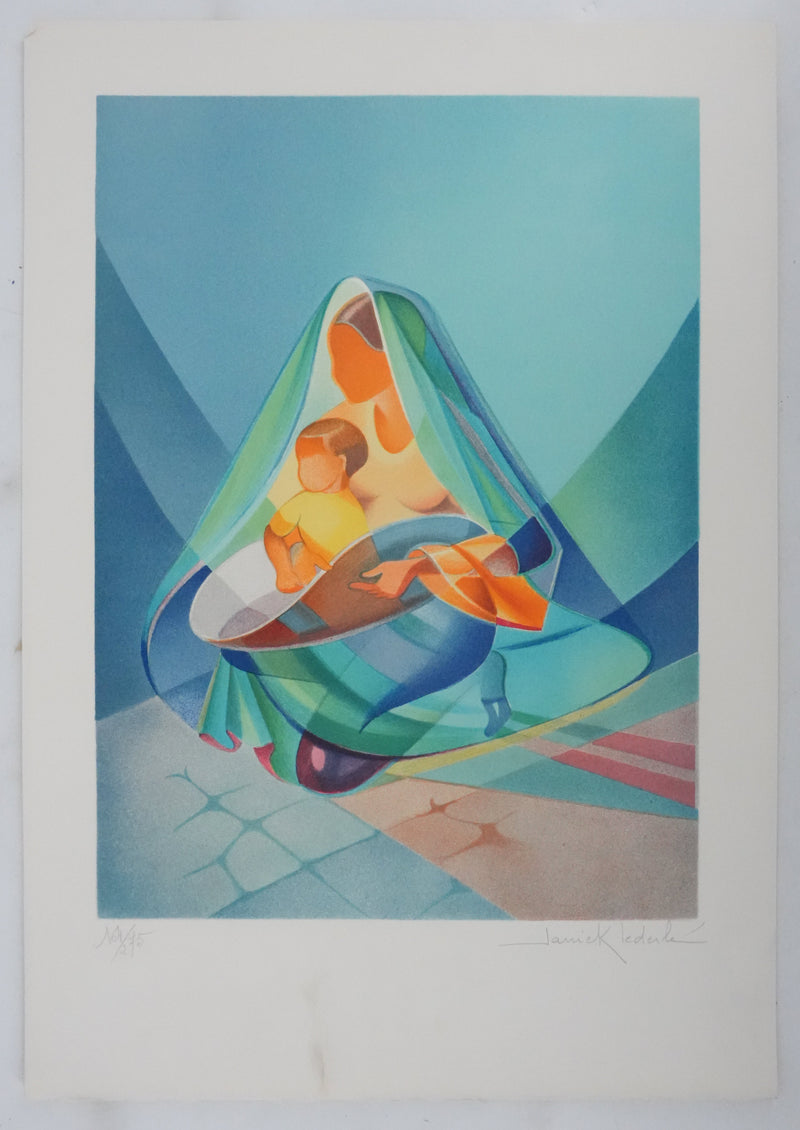 Janick LEDERLE : Maternité, Lithographie originale signée